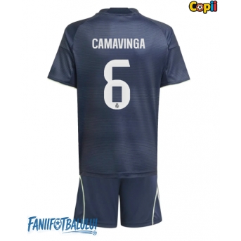 Real Madrid Eduardo Camavinga #6 Echipament de Fotbal Replică 2025-26 Copii Deplasare (+ Șorturi)